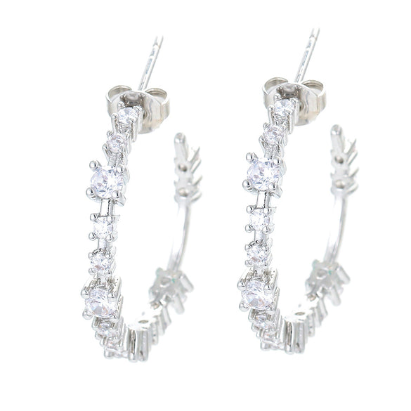 European And American Exaggerated Geometric Diamond Round Ring Earrings Fashion C-shaped Big Circle Earrings