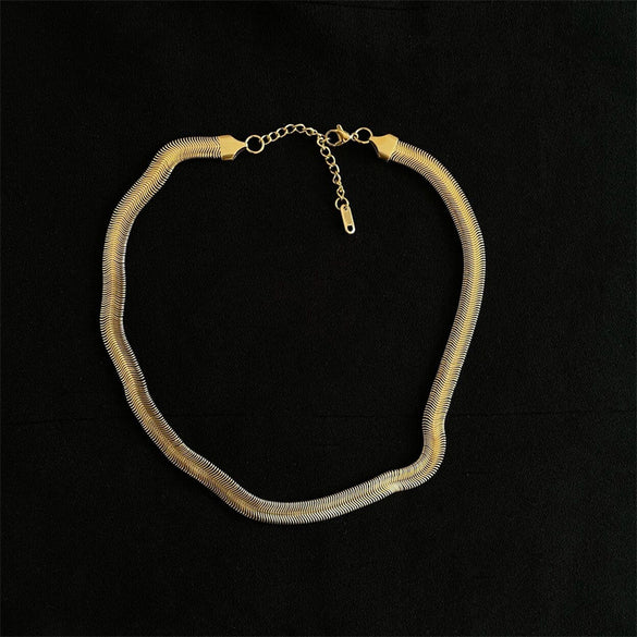 Titanium Steel Cuban Thick Chain Clavicle Chain Widened And Thick Soft Snake Bone Chain