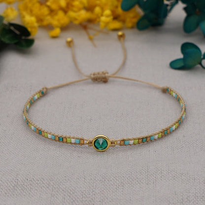 Niche Design Fashion Simple Miyuki Rice Beads Hand-woven Diamond-studded Friendship Rope Small Bracelet