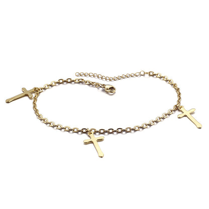 Foreign Trade Jewelry Fashion Stainless Steel Cross Anklet Simple Jewelry Wholesale