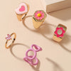 New Zircon Flower Heart Ring 5-piece Set Geometric Hollow Index Finger Ring Set