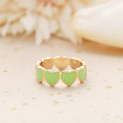 Candy Color Love Heart Dripping Ring Creative Peach Heart Ring Cross-border Simple Dripping Index Ring