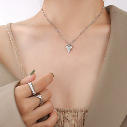 Fashion Mini Peach Heart Titanium Steel Necklace Wholesale