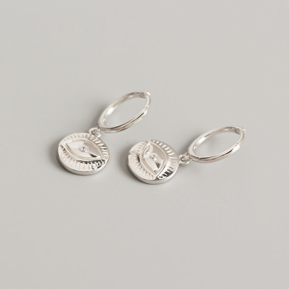 Yhe0223 European And American Trendy Earrings S925 Sterling Silver Devil's Eye Totem Earclip Earrings Personality Silver Earrings Female