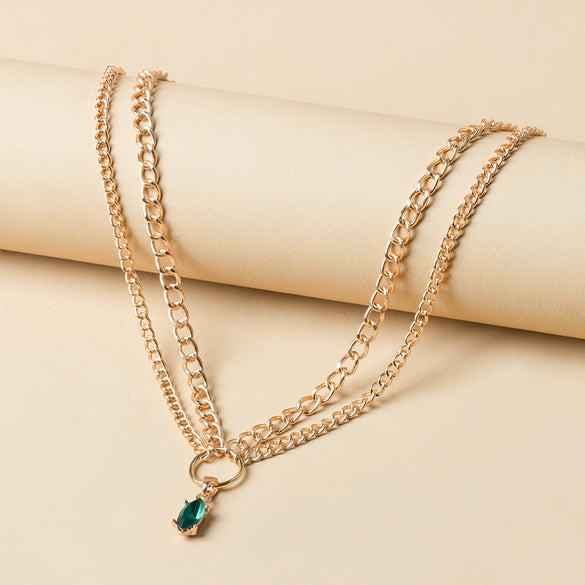 Fashion Diamond Chain Double Layer Necklace