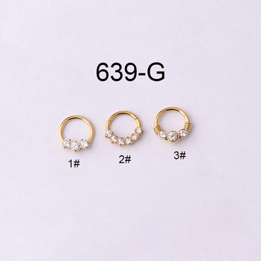 Fashion Geometric Stainless Steel Plating Artificial Gemstones Nose Ring