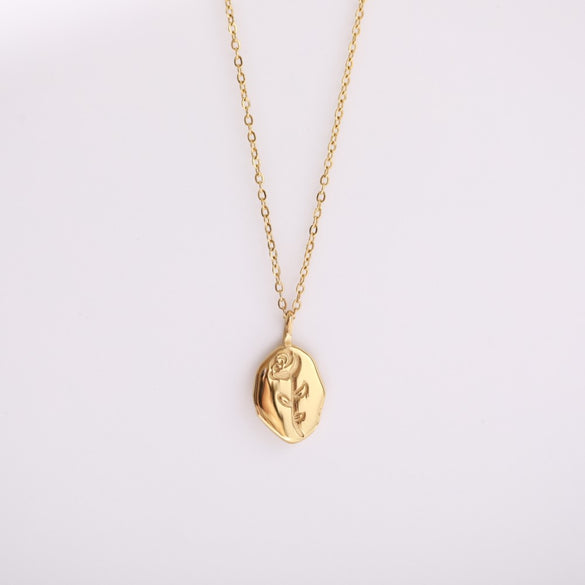 Rose Stainless Steel 18k Gold Plated Necklace