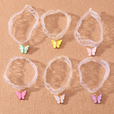 Butterfly Alloy Pendant Children's Necklace Set