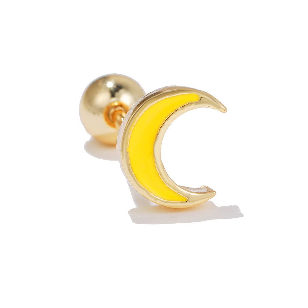 Classic Love Star Moon Earrings Screw Piercing Screw Ball Ear Studs