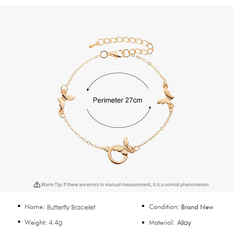 New Bracelet Metal Butterfly Bracelet Simple Double-layer Jewelry Wholesale Nihaojewelry
