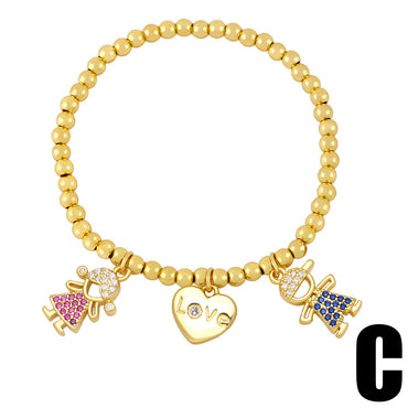 Summer New Jewelry Couple Bracelet Simple Heart Copper Bracelet Wholesale