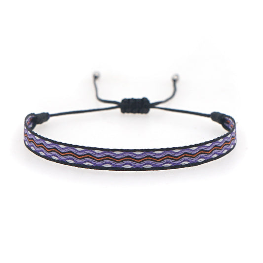 Bohemia Colombian Retro Ethnic Ribbon Hand-woven Contrast Color Bracelet