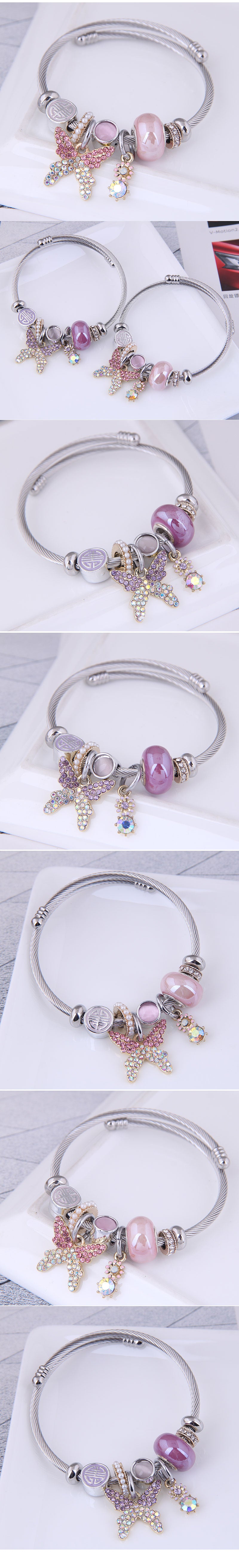 Fashion Metal Simple Butterfly Pendant Inlaid Rhinestone Accessories Bracelet