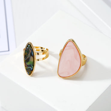 New Fashion Imitation Agate Piece Ring Abalone Shell Ring Wholesale
