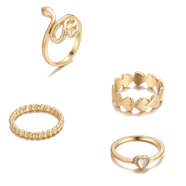 Wholesale Jewelry IG Style Heart Shape Snake Alloy Rhinestones Inlay Rings