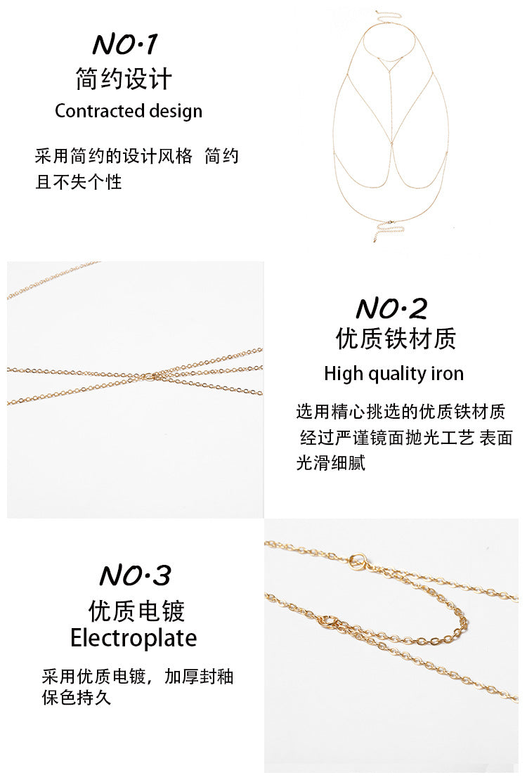 Fashion Jewelry Yiwu Nihaojewelry Wholesale Body Chain Female Sense Triangle Geometry Tassel Chain Chest Chain