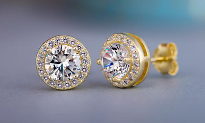 Lady Geometric Inlaid Gemstone Copper Artificial Gemstones Earrings Ear Studs