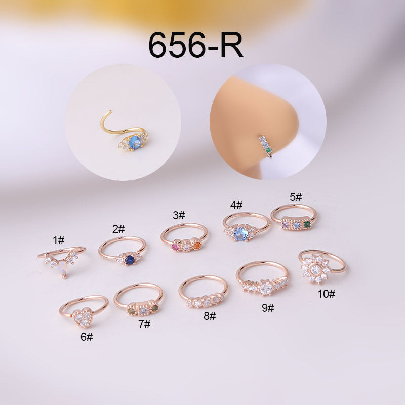 Fashion Geometric Copper Plating Zircon Nose Ring