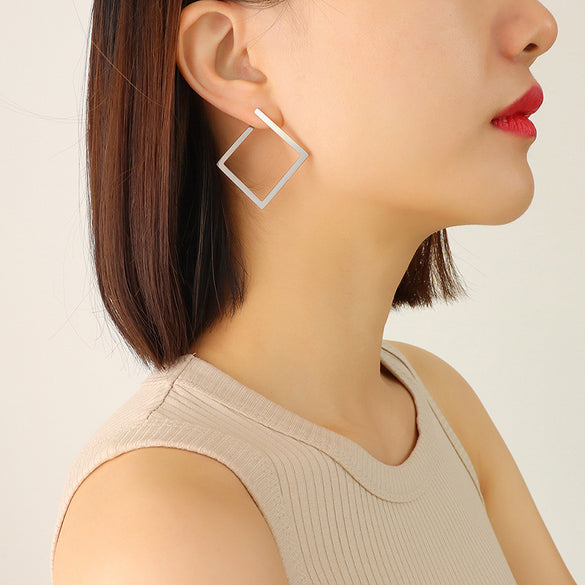 Fashion Simple Geometric Titanium Steel Three-layer Earrings Wholesale