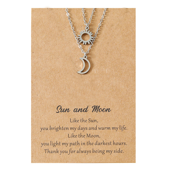 New Hollow Sun Moon And Star Pendent Card Alloy Necklace