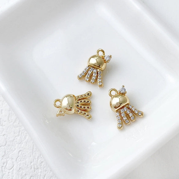 14K Gold-Plated Color Retention Gold Plated Marine Small Creature Pendant DIY Handmade Ornament Bracelet Necklace Earrings Accessories
