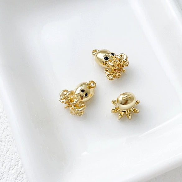 14K Gold-Plated Color Retention Gold Plated Marine Small Creature Pendant DIY Handmade Ornament Bracelet Necklace Earrings Accessories