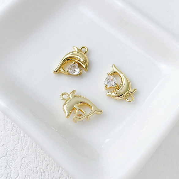 14K Gold-Plated Color Retention Gold Plated Marine Small Creature Pendant DIY Handmade Ornament Bracelet Necklace Earrings Accessories