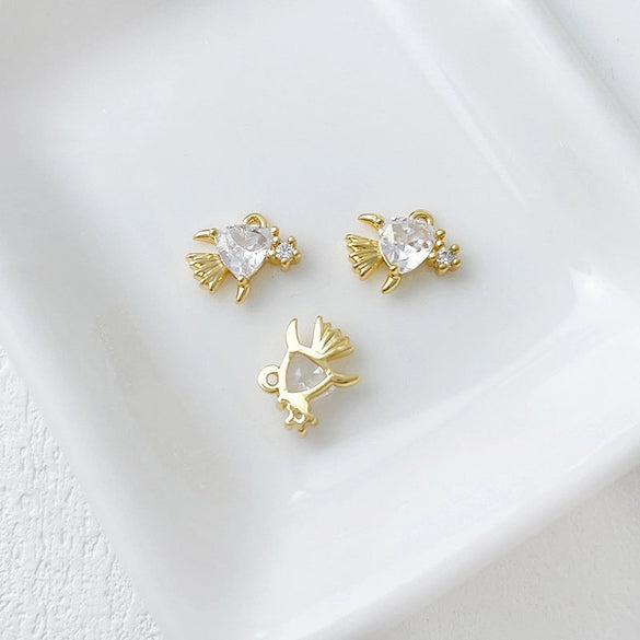 14K Gold-Plated Color Retention Gold Plated Marine Small Creature Pendant DIY Handmade Ornament Bracelet Necklace Earrings Accessories