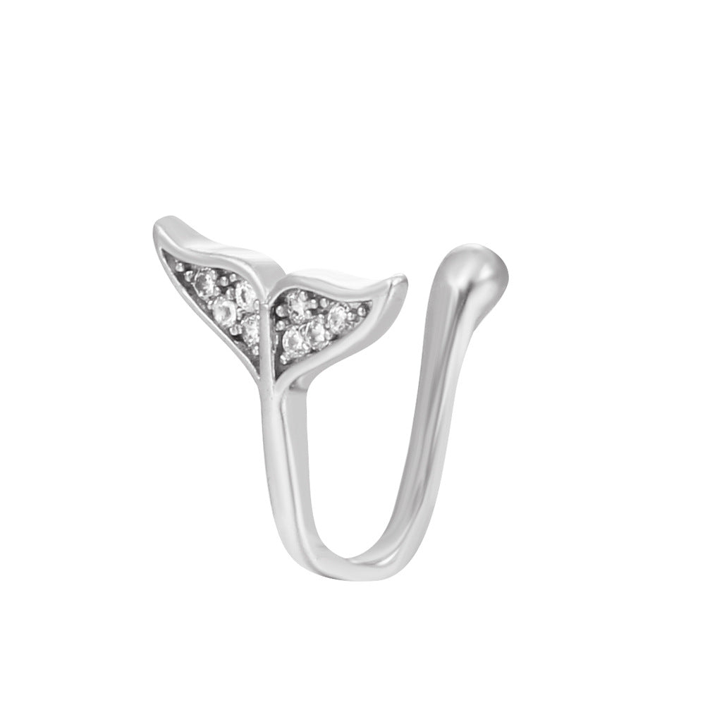 U-shaped Rabbit Spider Butterfly Copper Inlaid Zircon Nose Ring Piercing-free Jewelry
