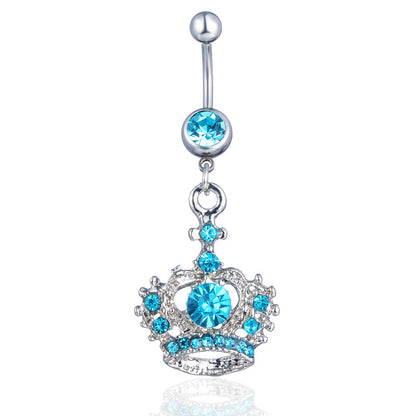 New Piercing Belly Dance Jewelry Diamond Crown Belly Button Ring