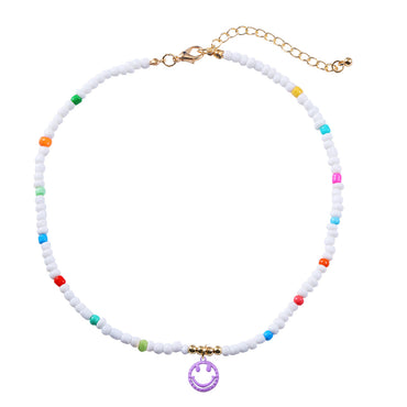 Fashion Cute Colorful Smiley Face Pendant Resin Collarbone Chain