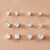 Simple Style Heart Diamond Alloy Artificial Gemstones Earrings Ear Studs