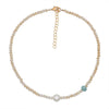Fashion Double Layered Wearing Crystal Turquoise Pearl Clavicle Chain
