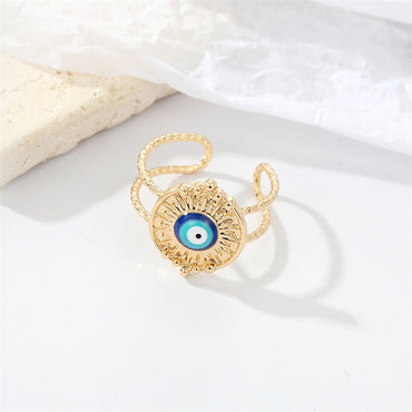 Retro Ethnic Style Sun Blue Devil Eye Geometric Alloy Open Ring