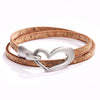 Fashion Simple Hollow Heart-shaped Double-layer Alloy Pu Bracelet