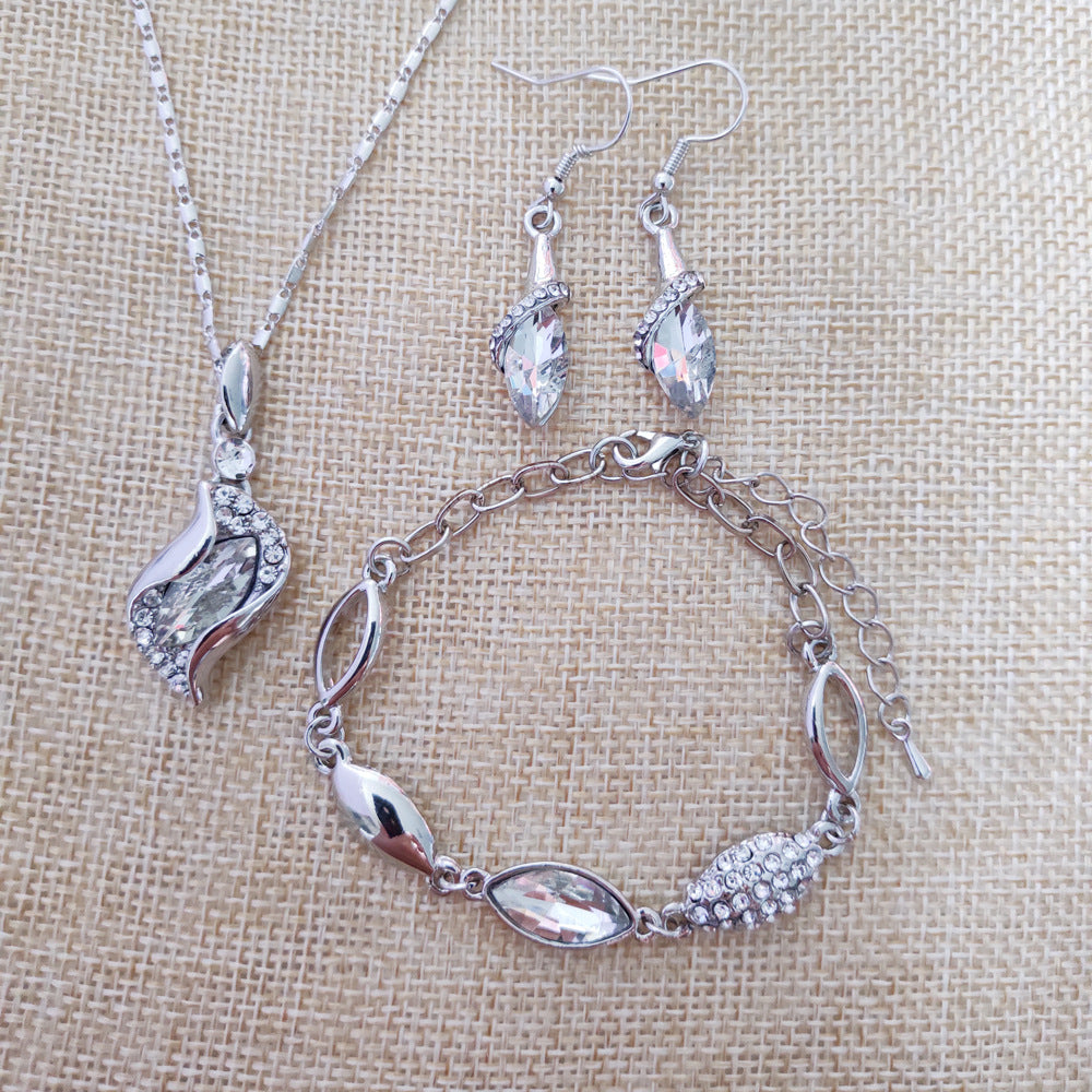 Fashion Angel Elf Crystal Necklace Earring Bracelet Jewelry Set Wholesale