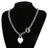 Fashion Heart Pendant Ot Buckle Stainless Steel Necklace Bracelet Set