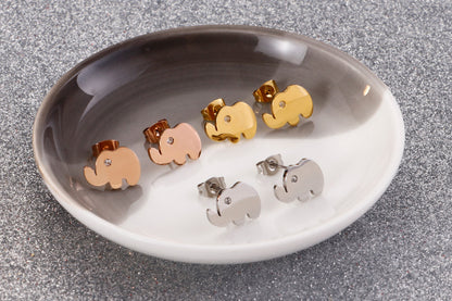 Korean Cute Fashion Titanium Steel Animal Baby Elephant Studs Stainless Steel Studs Boys And Girls Popular Ornament Wholesale