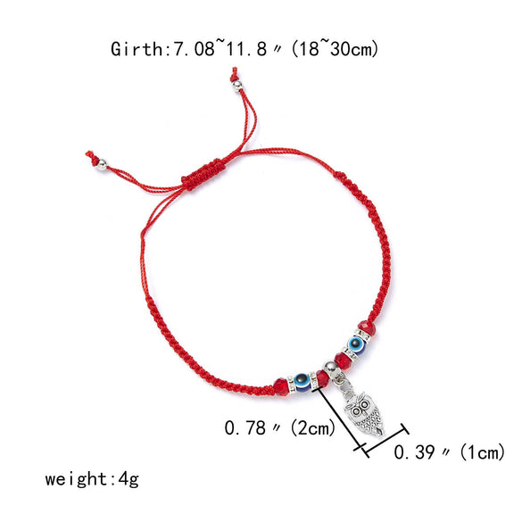 Fashion New Butterfly Turtle Owl Palm Blue Eye Evil Braided Adjustable Alloy Bracelet