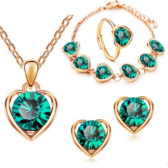 Fashion Water Droplets Alloy Inlay Rhinestones Women's Bracelets Earrings Necklace