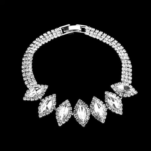 Fashion Bridal Set Crystal Flower Jewelry Set Banquet Wedding Necklace Accessories