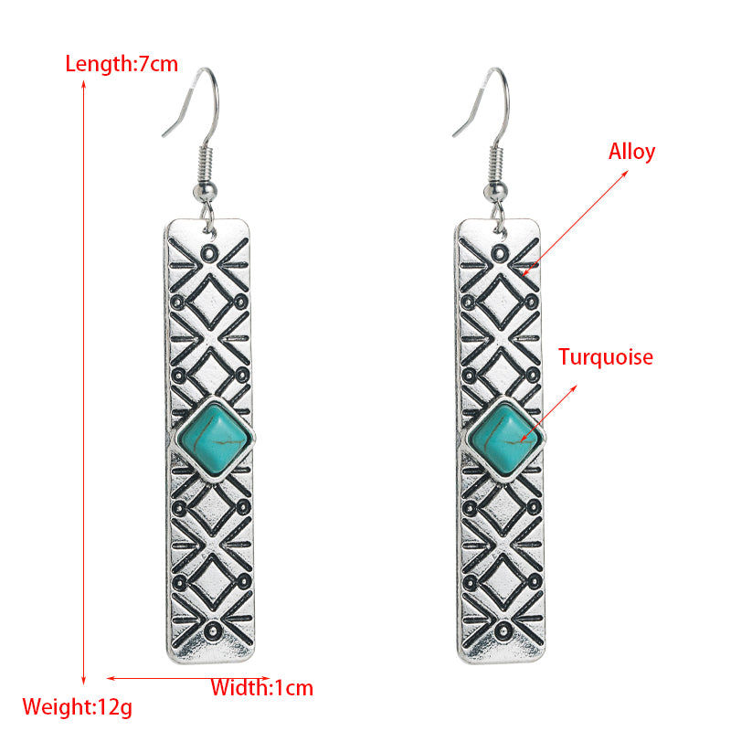 Vintage Style Inlaid Turquoise Alloy Turquoise Earrings