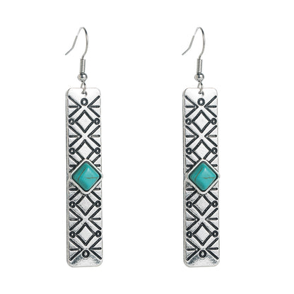 Vintage Style Inlaid Turquoise Alloy Turquoise Earrings