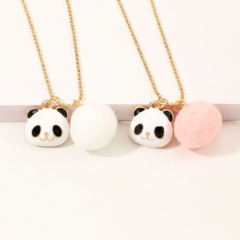 Chinese Style Cute Panda Alloy Dripping Oil Necklace Creative Animal Short Necklace Wholesale