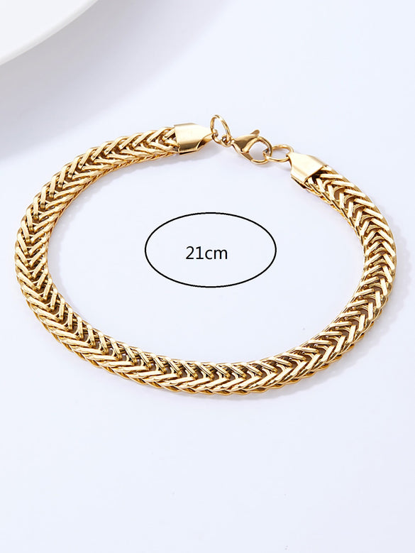 Fashion Simple Ornament Stainless Steel 18k Gold Bone Chain Bracelet
