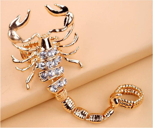 Fashion Inlay Diamond Scorpion Shaped Double Alloy Ring