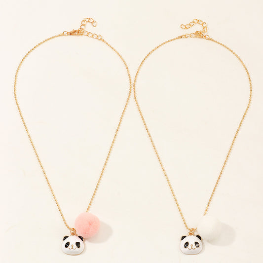 Chinese Style Cute Panda Alloy Dripping Oil Necklace Creative Animal Short Necklace Wholesale