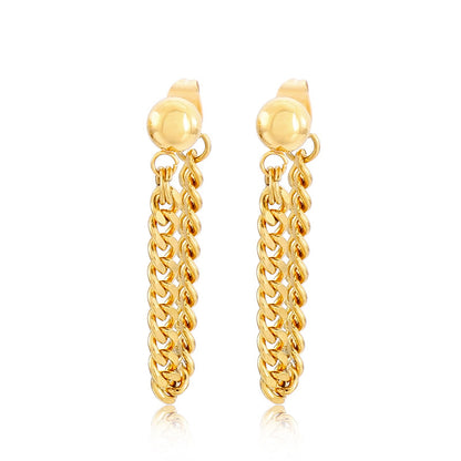 Fashion Tassel Stainless Steel Gold Round Ring Earrings