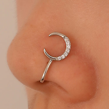 New Style Moon Copper Inlaid Zircon U-shaped Adjustable Nose Ring Nose Clip