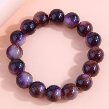 Fashion Simple Gradient Coffee Purple Glass Bead Bracelet